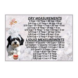 Shih Tzu Dog Measuring Chart Magnet Kitchen Baking Guide